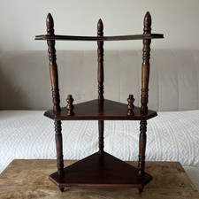 Vintage Wooden spindle What Not 3 Tier Freestanding Corner Shelf Unit