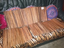 NICE SET Of 6 BEIGE UGANDAN HAND WOVEN BANANA FIBRE TABLE PLACEMATS & RUNNER.NEW