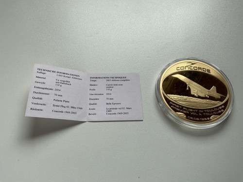 Concorde gold plated coin 001 - gold,