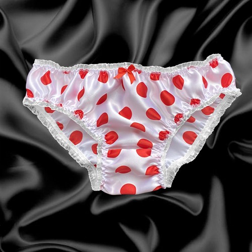 White red satin - satin, polkadot