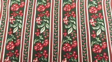 Cotton Fabric Red Green Floral