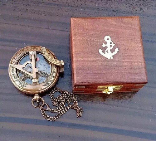 Brass sundial compass with
