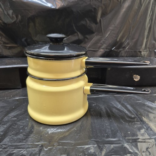 Vintage enamel double boiler - enamel,