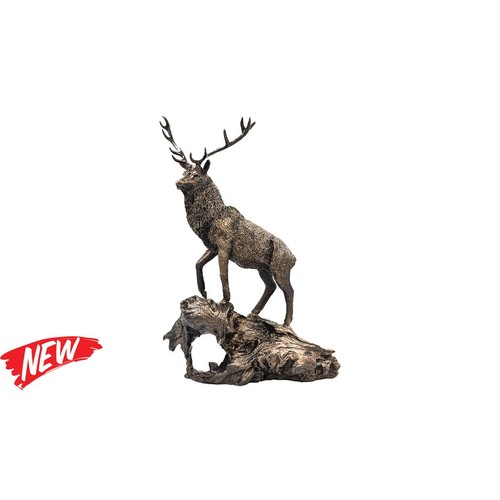 Patina bronze sculpture stag - bronze,