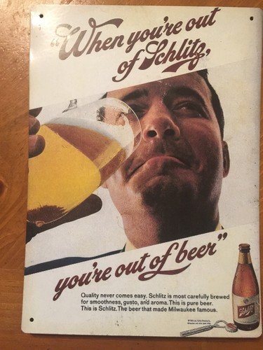 Tin sign vintage schlitz - tin,