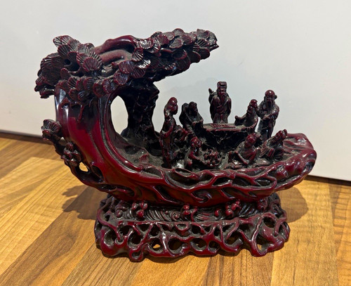 Vintage chinese faux cinnabar - faux,