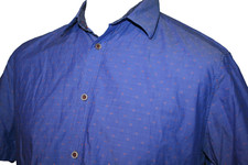 Ted Baker Mens Polka Dot Shirt - 5/XL - Indigo Blue - Short Sleeve - Casual Top