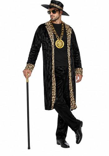 Black pimp jacket - jacket, hat