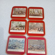 Vintage 6 Glass Coasters Of