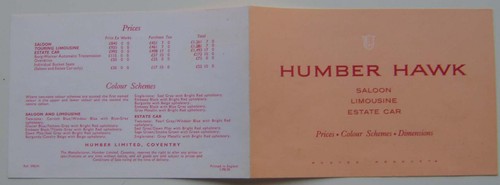Humber hawk prices colours and - colours,