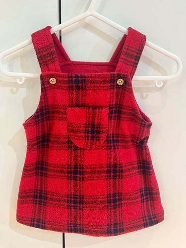 Baby girl red gingham pinafore - red,