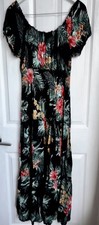 Kurt Muller Floral Dress Shirred Waist With Tiered Bottom 100% Cotton 