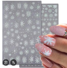 Nail Art Stickers WHITE ASSORTED SNOWFLAKE DESIGNS F896