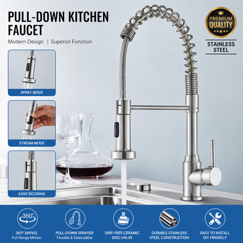 Monobloc silver kitchen - silver, sink