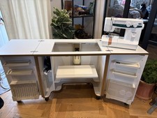 Horn Gemini Sewing Machine & Overlocker Cabinet + Airlift Beech & White