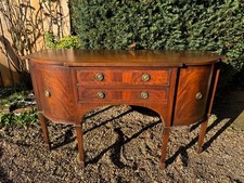 Georgian Bow-Fronted Mahogany Sideboard with Cutlery Drawers and Inlay. Antique