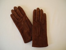 PAIR OF DEBENHAMS WOMENS BROWN SUEDE LEATHER GLOVES LINED SIZE MEDIUM