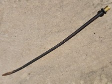 Old Vintage Leather Horse Whip Cane Hunting In Hand Showing Brass Top