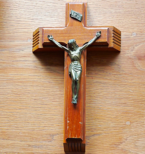 Wooden holding crucifix cross - wooden,