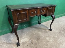 Antique Queen Anne Style Mahogany Writing Desk With Key