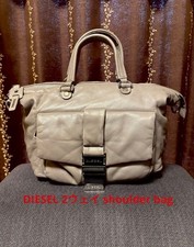 DIESEL Only The Brave Gray Leather 2-Way Shoulder Bag Crossbody Authentic
