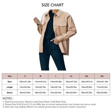 Khaki S Women PU Leather Jacket Casual Shirt Long Sleeve Button Down Blazer Coat