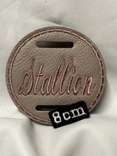 1 X  8cm Beige LEATHER Dusky Pink  STALLION Bridle Disc Disk Badge