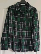 Primark Ladies 100% Cotton Green Check Longsleeve Shirt Size XS