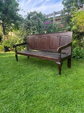 Antique Oak Hall Bench. Window