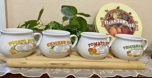 Vintage recipe soup mugs set - soup,