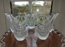 Vintage Thistle Engraved Water Glasses Tumblers x 5