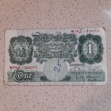 £1 Pound Note, L K O'BRIAN 1955 S/N W74J 193693 See Photographs Circulated Note.