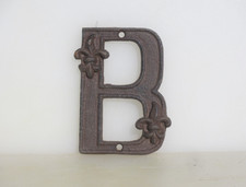 Large Iron Shop Letter "B" Sign Old Plaque Name Initial Fleur 4.5"H