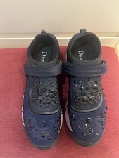 Christian Dior Women Navy Neoprene Embellished Fusion Slip On Trainers Size UK 7