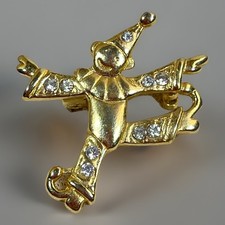 Vintage Gold Tone Clown Brooch