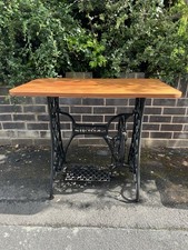 Late 19th Century Singer Sewing Treadle Base With Mahogany Table Top
