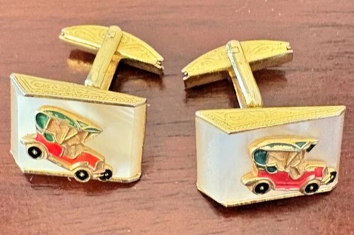 Vintage car cufflinks gold - car,