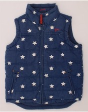 JOULES Boys Reversible Padded Gilet 4-5 Years Blue Geometric Cotton AW20