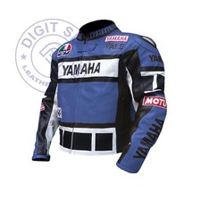 Blue Yamaha Motorbike/Motorcycle Leather Biker Jacket Cowhide Rossi Leather