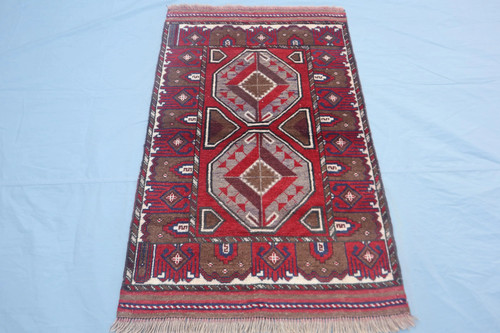 3x4 vintage afghan - 3x4, red
