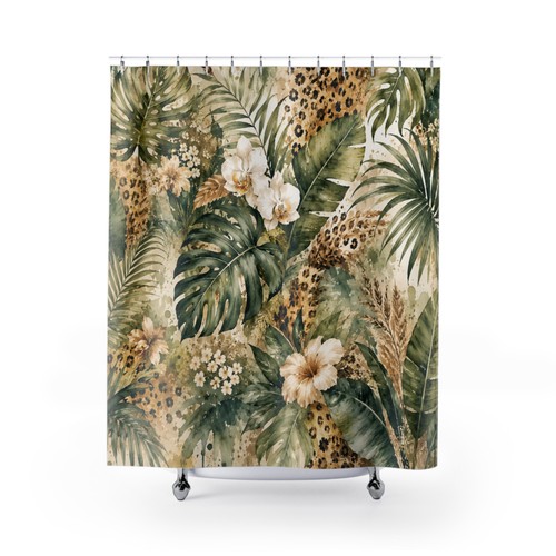 Tropical leopard floral shower - leopard,