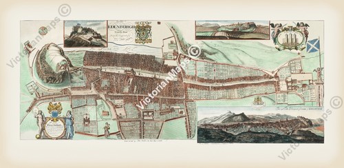 Antique map edinburgh - map,