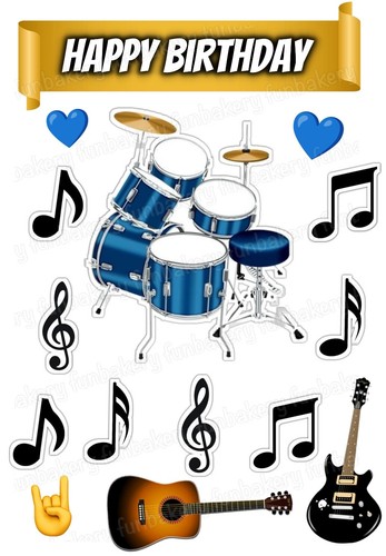 Music drum kit - cake, topper