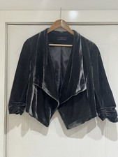 Smokey Grey Velvet Feel Bolero Jacket New Look Size 12