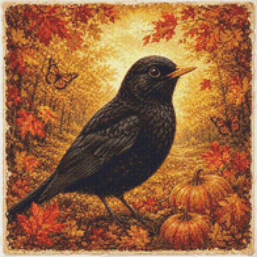Blackbird autumn time - blackbird,
