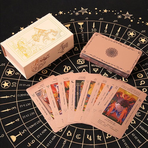 Rose gold tarot deck witchy - gold,