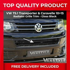 FITS VW T5.1 TRANSPORTER 2010>2015 FRONT BUMPER GLOSS BLACK RADIATOR GRILLE TRIM