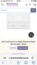 Obaby stamford mini sleigh cot - sleigh,
