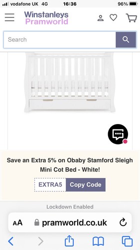 Obaby stamford mini sleigh - obaby,