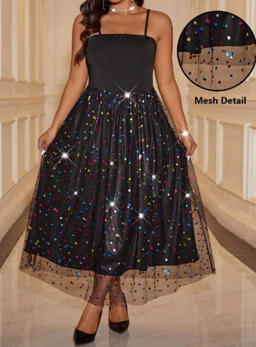Women sequin mesh hem - mesh,
